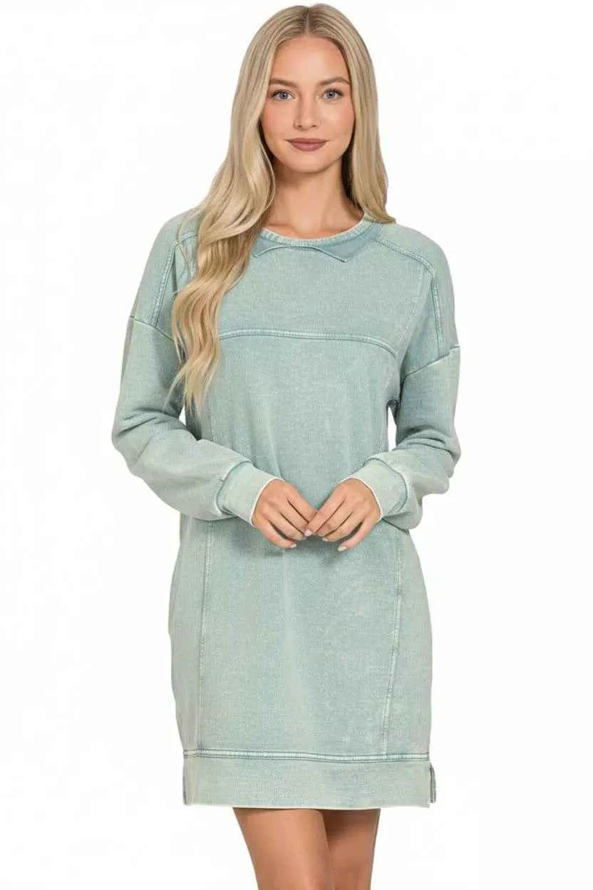 Zenana French Terry Acid Washed Dress with Pockets b680154b-b6f1-42dd-ae7e-fcd6d5c55256-Max-Origin