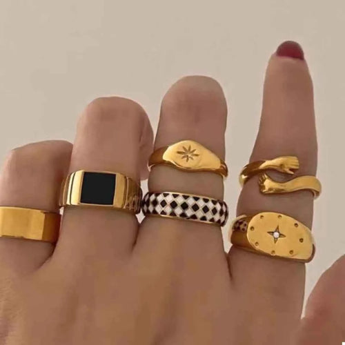 6 Piece 18K Gold-Plated Ring Gold onesize b6976a98-4470-497d-9dd3-73b8a5299188-Max-Origin