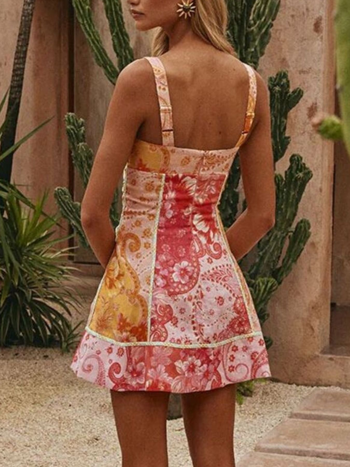 Floral Print Lace-Up Mini Dress b697f2d5-87d9-49ba-8ee8-30539de9a08a-Max