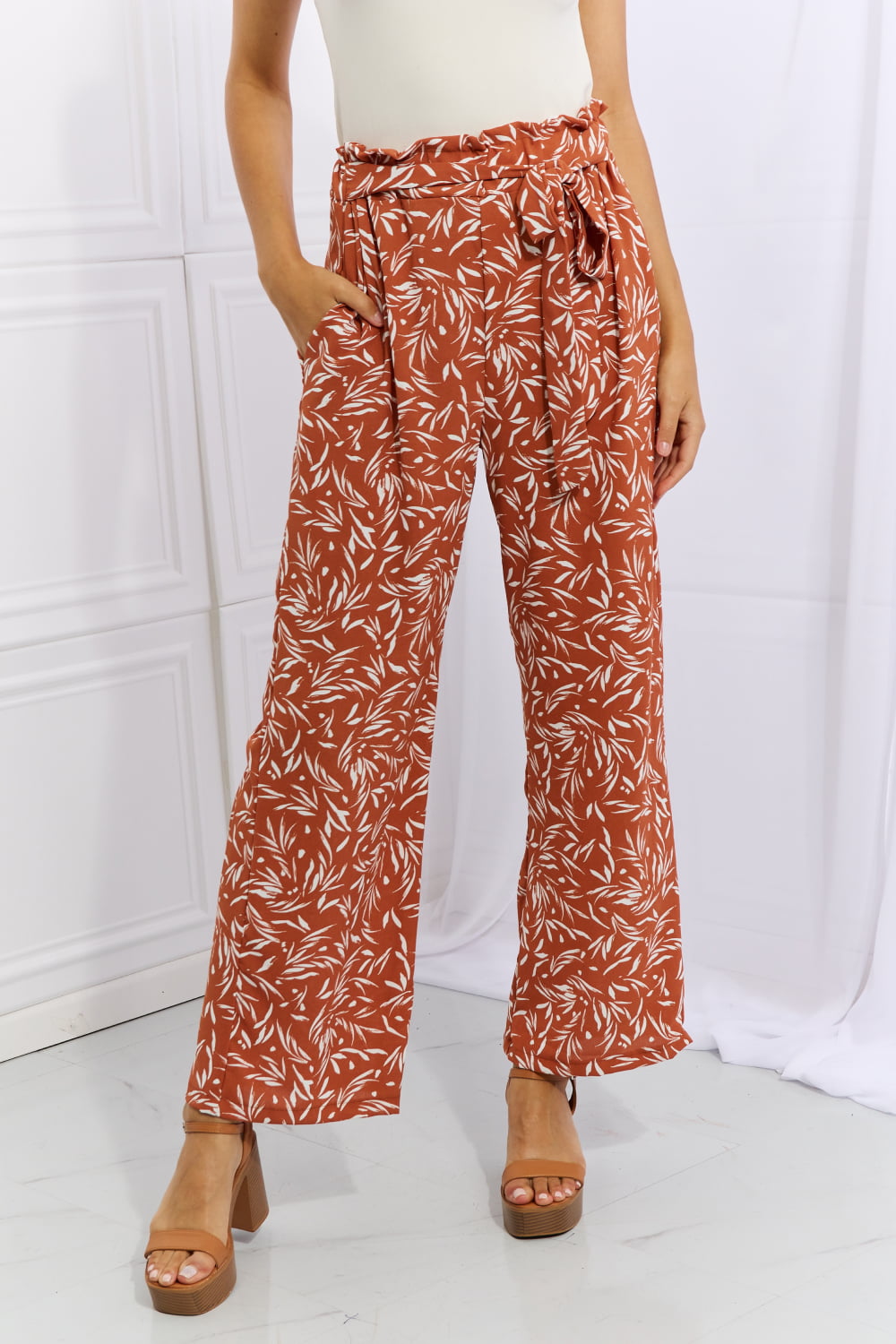 Heimish Right Angle Full Size Geometric Printed Pants in Red Orange Orange-Red b69b591477354797b7e1a98e76194708-Max