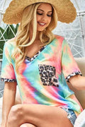 BiBi Tie Dye Print V Neck Top With Front Patch Pocket PASTEL TIEDYE b6a3cee9d39b49278381dd7376a81efe-Max-Origin