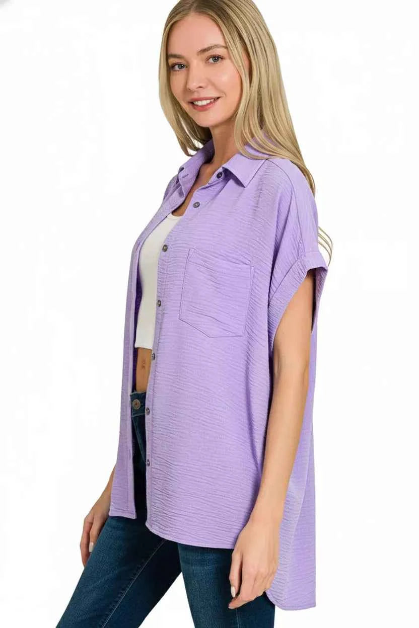 Zenana Woven Airflow Button Down Shirt b6af33b8-e4ca-4343-aa0b-625f0765b624-Max-Origin