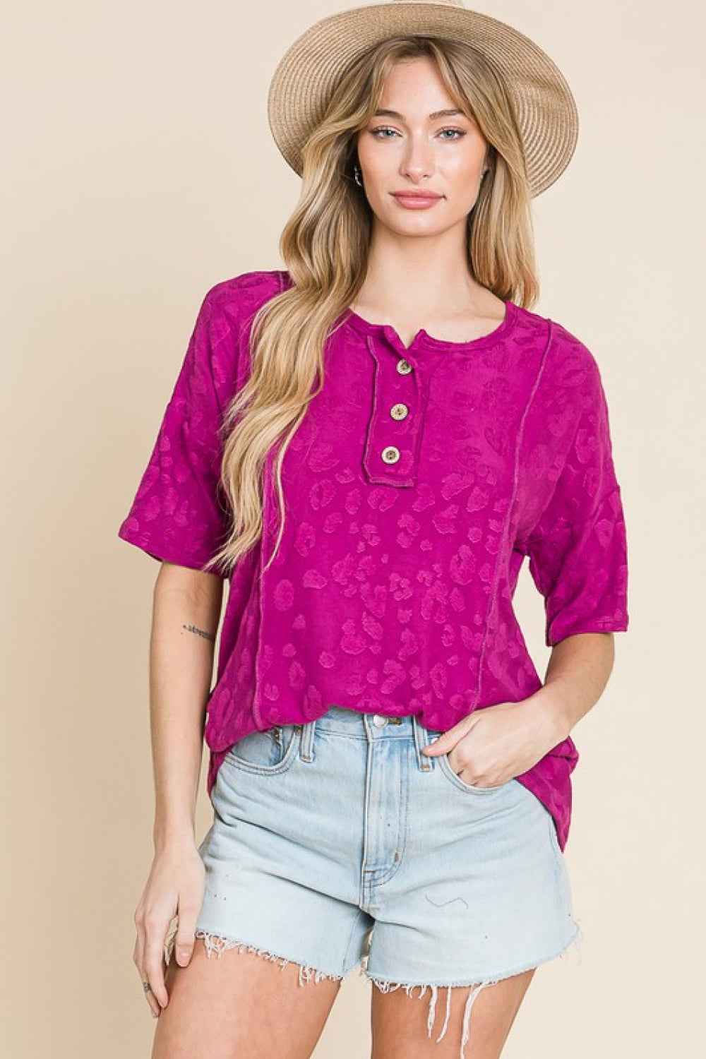 BOMBOM At The Fair Animal Textured Top Deep Purple b6b634ffc8d545e5b6f62bbdc0447102-Max