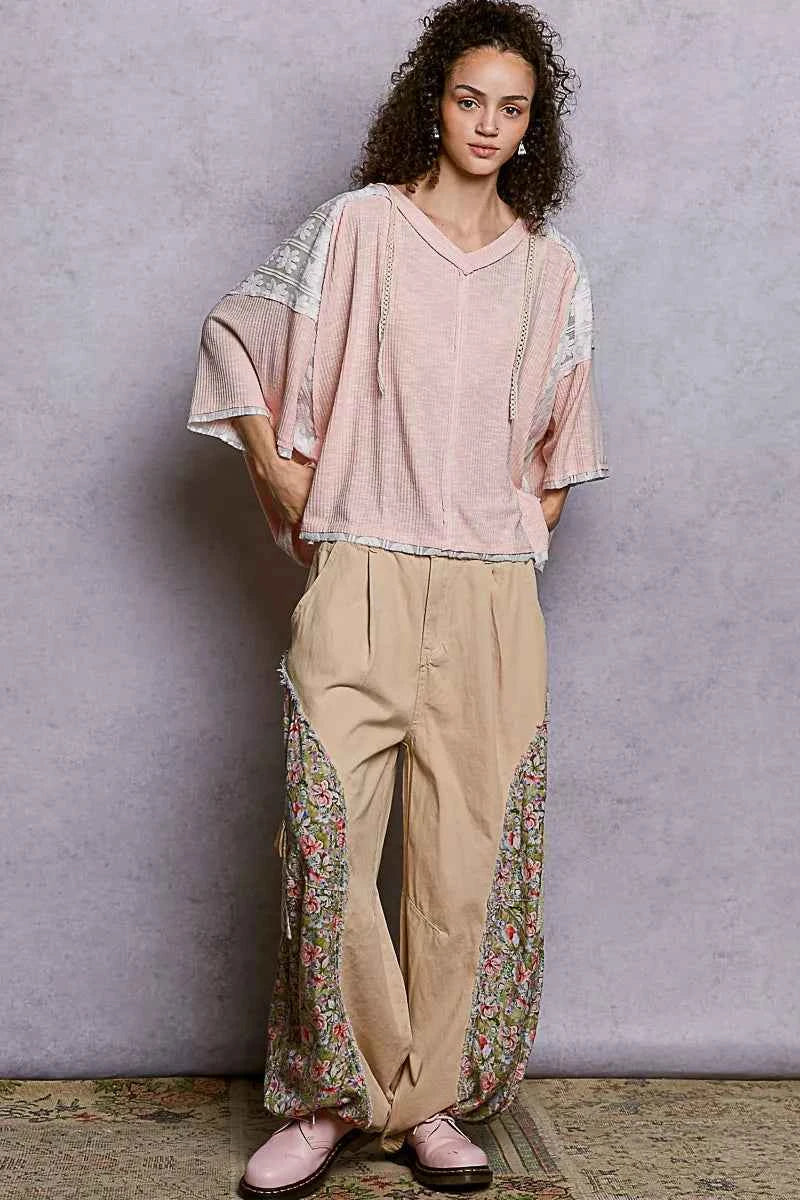 POL Short Sleeve Hoodie Top with Lace Detail b6bf66b1-75a2-459c-8c26-0c199271cfc4-Max-Origin