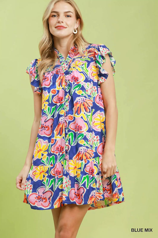 Floral Ruffle Mini Dress BLUE MIX b6c2cdd3-0cbd-4767-aaa1-f5077ac8f07e-Max-Origin