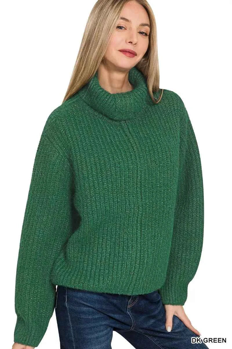 Zenana High Neck Full Zip Sweater Cardigan b6d282e87bdf459e86a414967d6daab0-Max-Origin