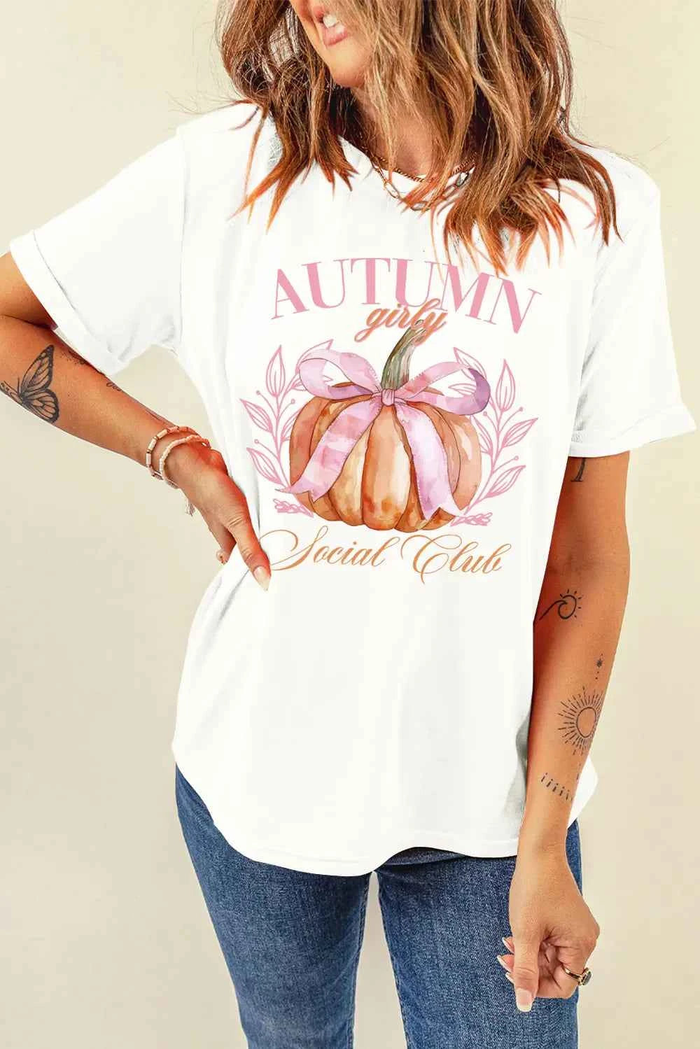 Pumpkin Graphic Round Neck Short Sleeve T-Shirt b6dfecc6-ebe3-4bc3-9931-75b952ea66a7-Max