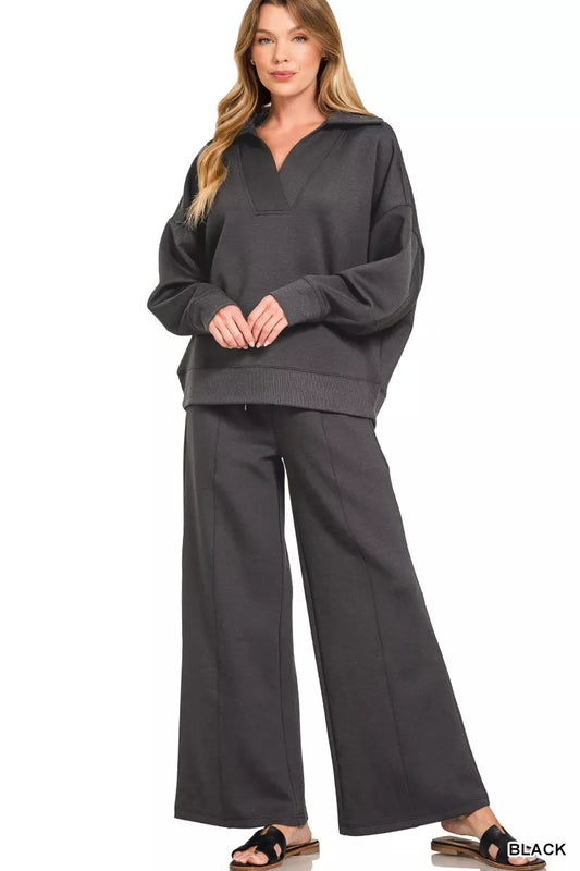 Scuba Collared Pullover & Center Seam Pants Set BLACK b6e559e2-e489-4995-9c68-363c638e68ab-Max-Origin