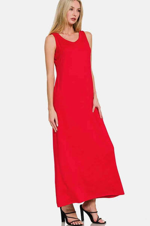 Scoop Neck Wide Strap Tank Dress Red b6efc0ff-4186-49f3-8732-342d7f85058e-Max