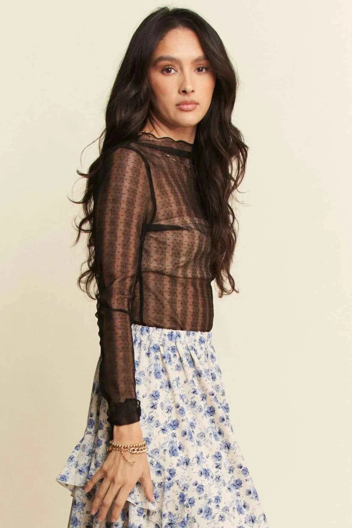 Davi & Dani Turtle Neck Lace Dotted Stretch Mesh Sheer Top b6f531dae3d14bcc9c4c4ef725c8f703-Max-Origin
