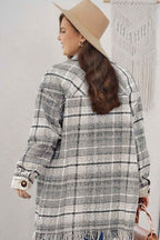 Gray Plus Size Macrame Plaid Coat b706f3ee40ed8a68