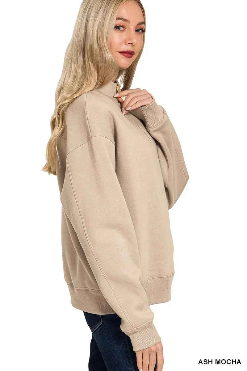 Zenana Fleece Half Zip Sweatshirt b71b9d5c-4b57-4e05-806a-744b4bfe7e76-Max-Origin