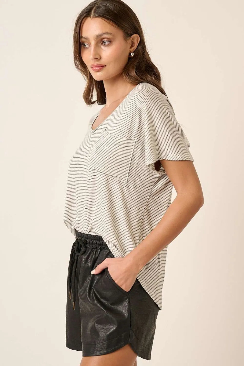 Mittoshop Striped V-Neck Short Sleeve T-Shirt b71bd2e0-b032-4c17-a02b-28f766841372-Max