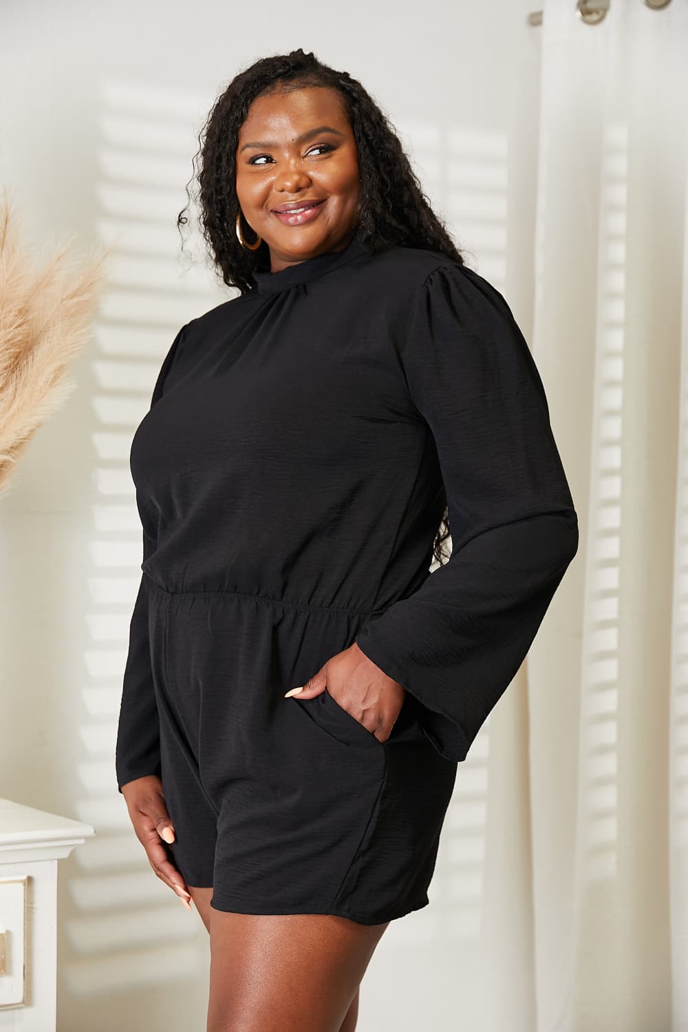 Culture Code Full Size Open Back Romper with Pockets b71f18d5165d4990b3b5369221b66efc-Max
