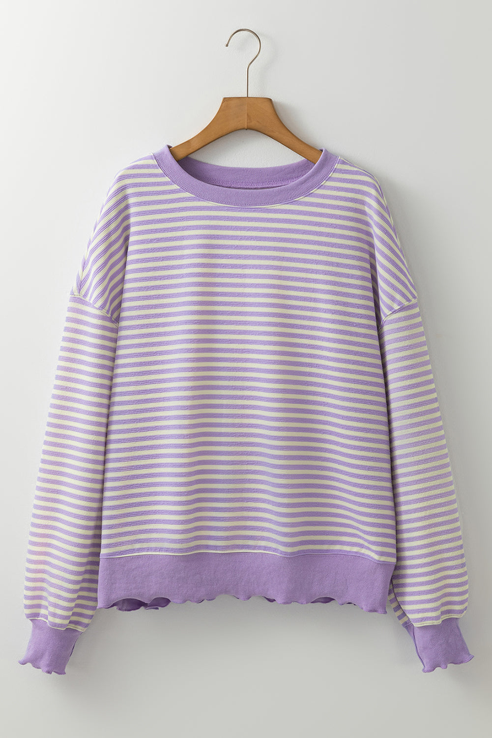 Brown Stripe Drop Shoulder Long Sleeve Top b72e17e7aeb92ad4