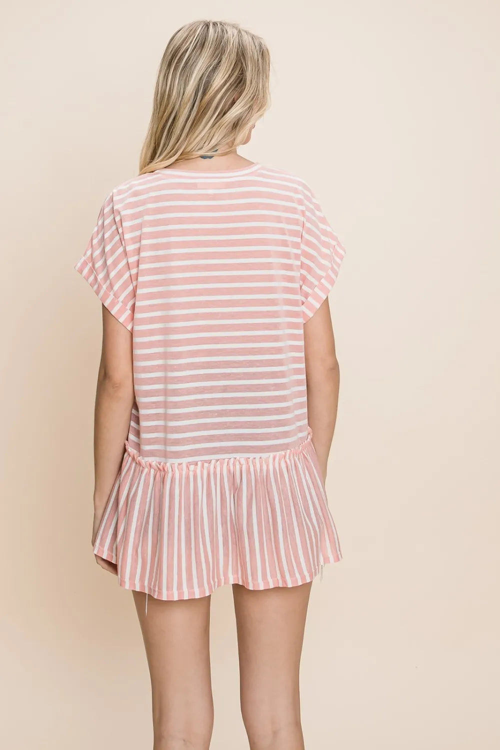 Cotton Bleu by Nu Label Striped Ruffled Short Sleeve Top b7365ea8-d885-4f06-87dc-8e176b2db769-Max