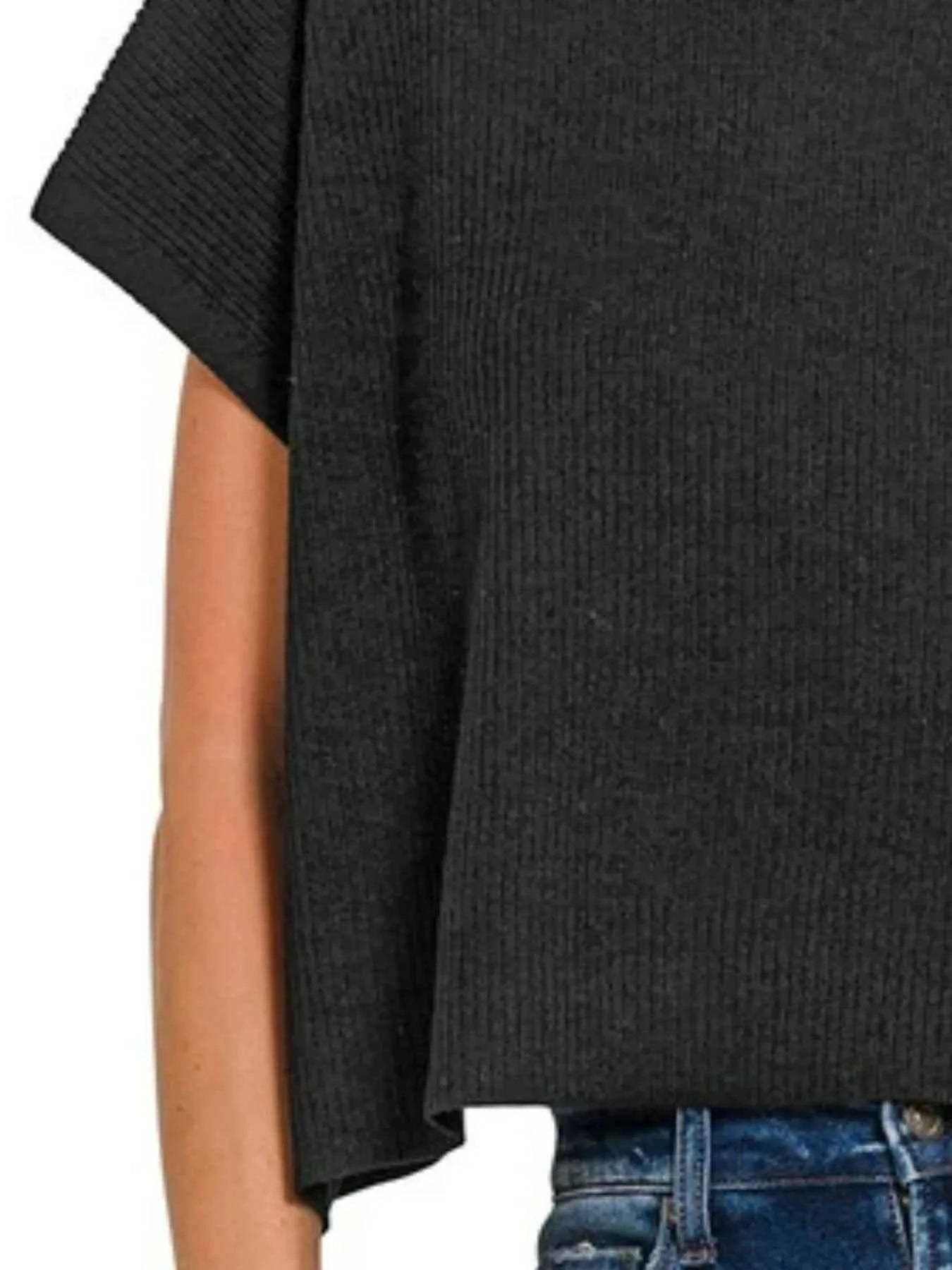 Zenana Viscose Mock Neck Short Sleeve Boxy Sweater b74b5a07-ba5d-4f63-bd26-2f9384803fdc-Max-Origin