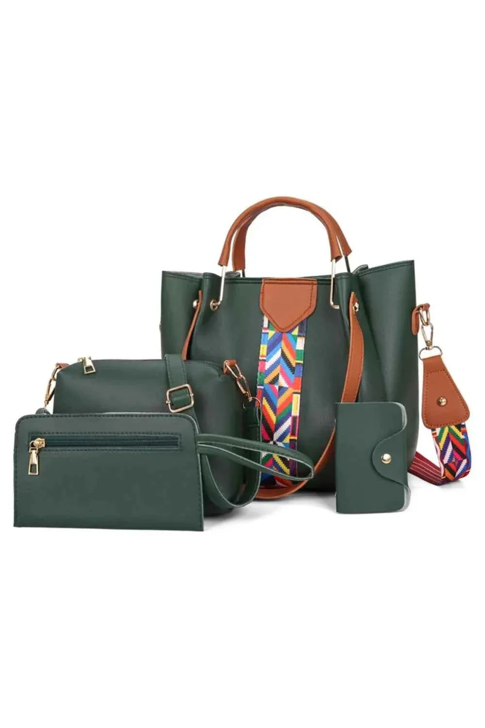 4-Piece Geometric Strap Bag Set Green onesize b74ea57a-1b39-4b0d-9743-39934c72df3f-Max-Origin