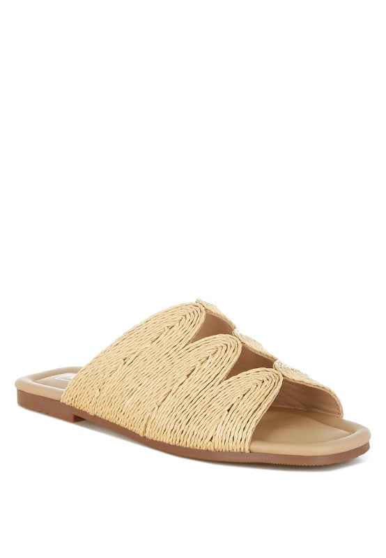 Daisy Doe Raffia Square Toe Flats Beige b7524da2-2f54-4662-9ad7-f246cd147c21