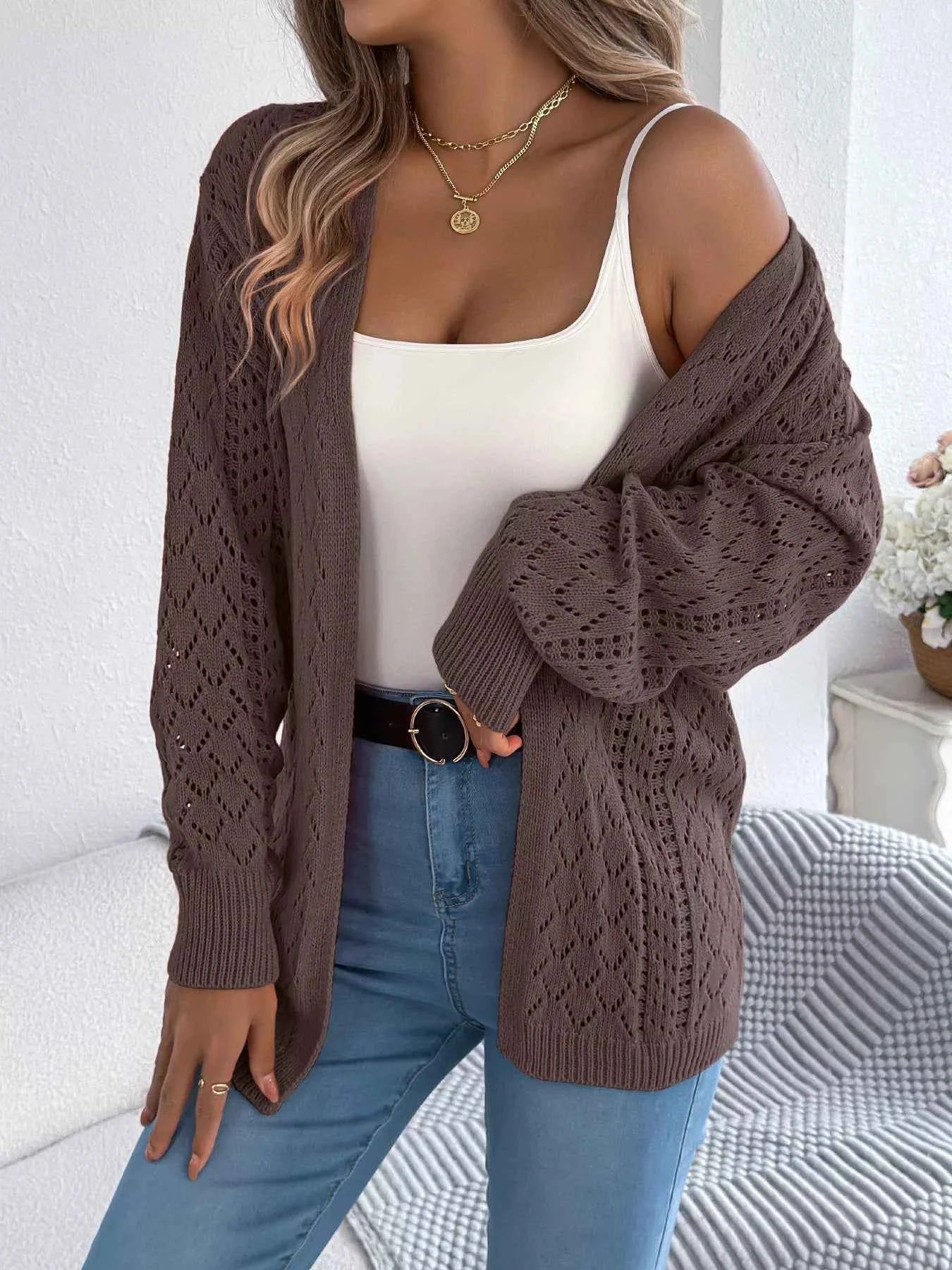 Openwork Open-Front Long Sleeve Cardigan b75b1ec9eb1d460db03735e431d13815-Max-Origin