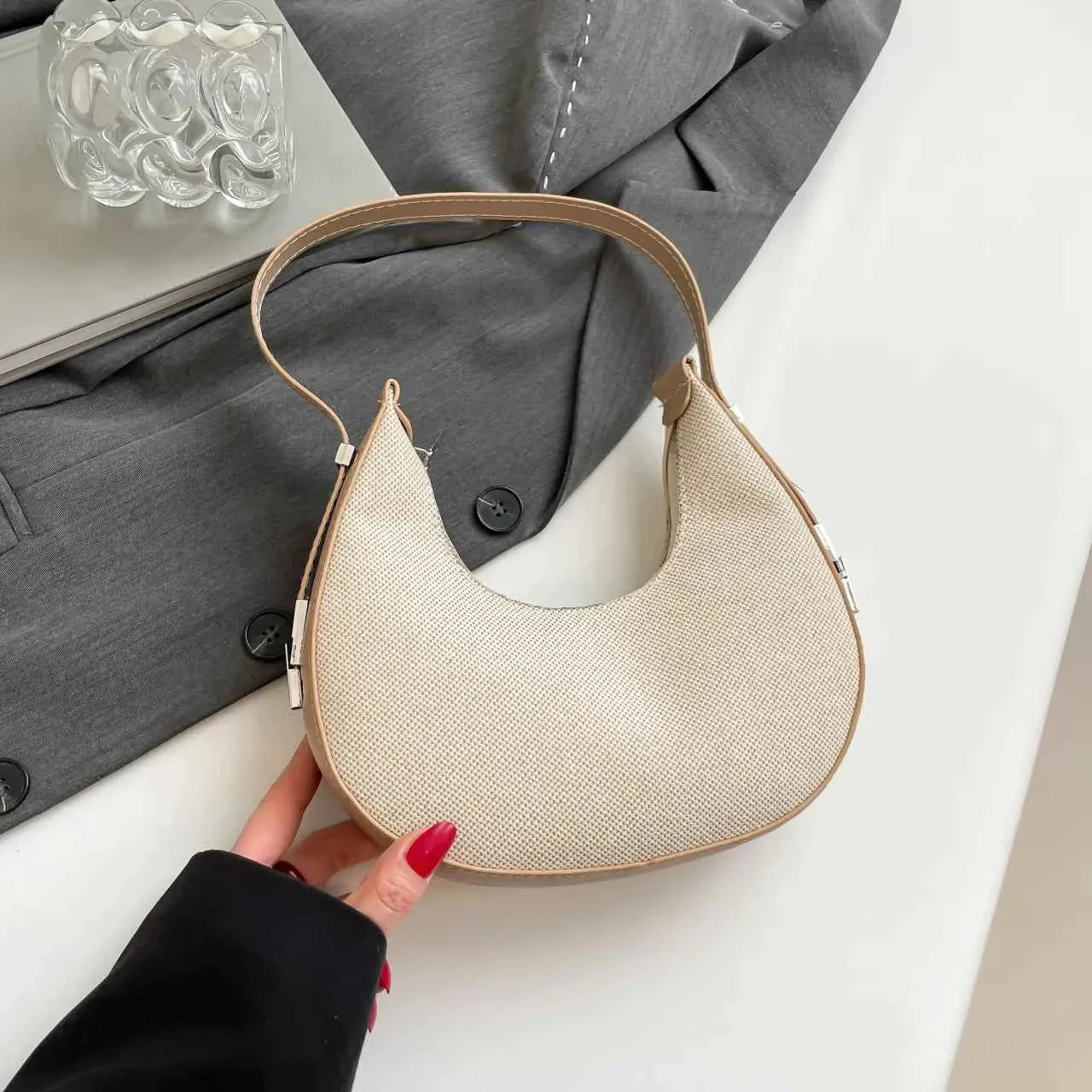 Crescent Moon Shoulder Bag Khaki onesize b7643eec32254f619ff68506c8848185-Max-Origin