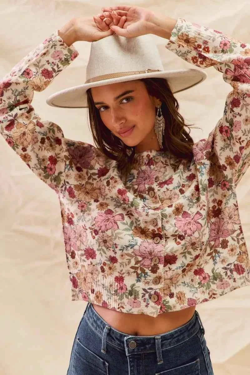SO ME Floral Print Button Front Sweater Cardigan b76b42b1d0974d67bc73b0ead73723a6-Max-Origin