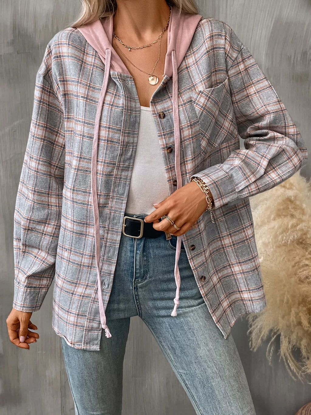 Plaid Button-Up Hooded Shirt b774ab53-4536-4e80-863e-83858037c087-Max-Origin