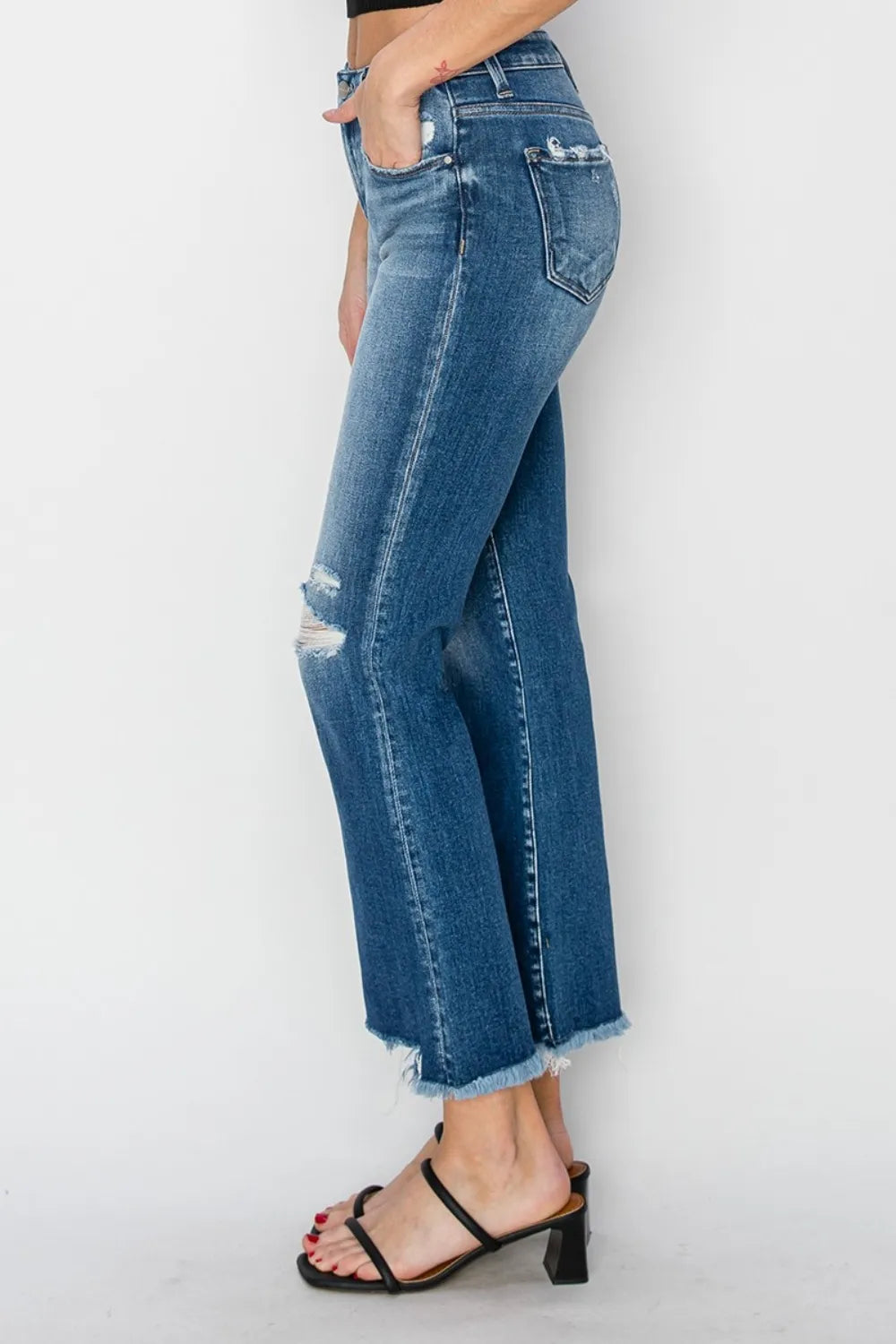 RISEN Full Size Frayed Step Hem Ankle Straight Jeans b7820c7b-56b7-4fb9-8a39-d2361b8ea4aa-Max