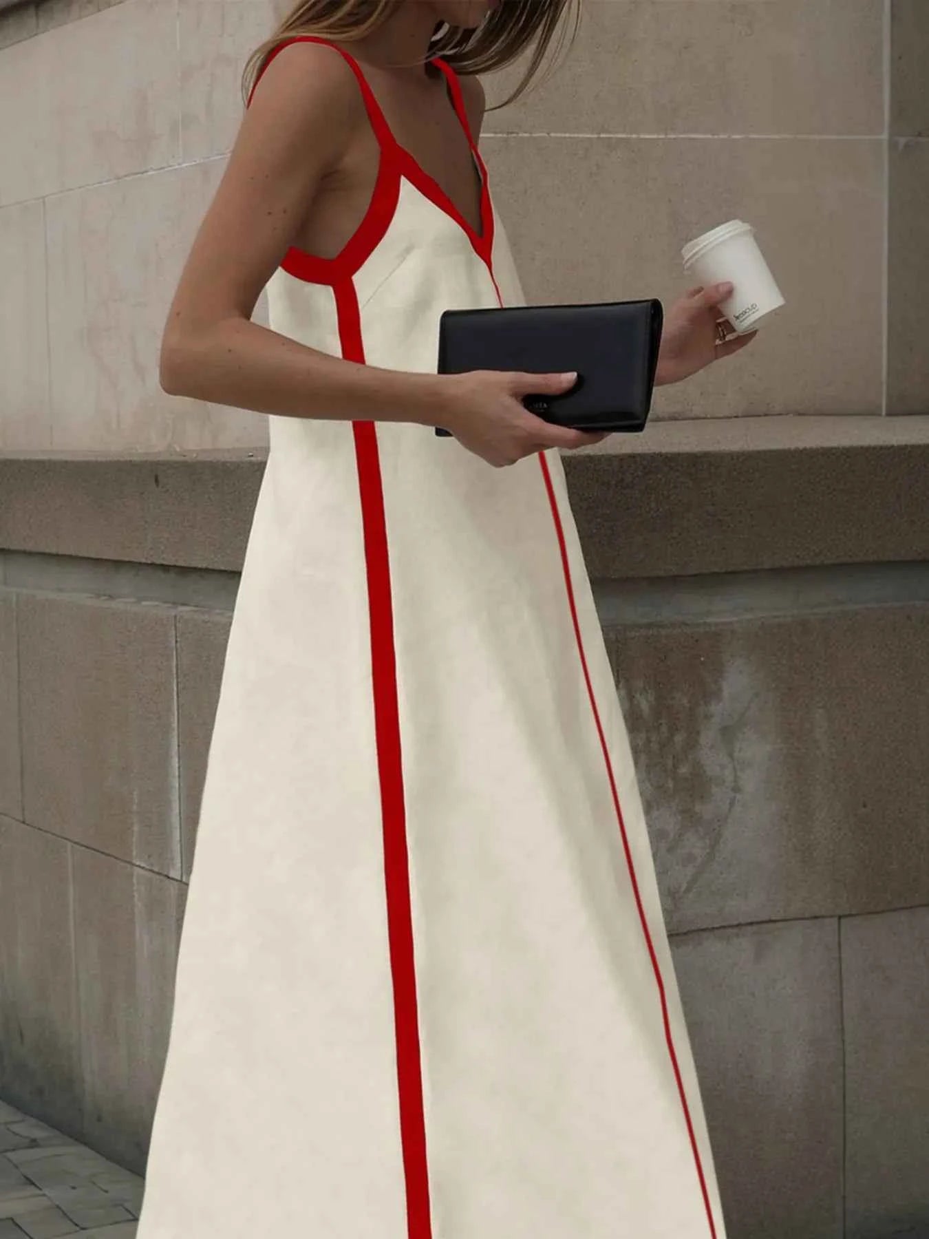 Contrast Trim V-Neck Maxi Dress b78eed44-b002-4fe8-8ad5-518ebb612ccc-Max-Origin
