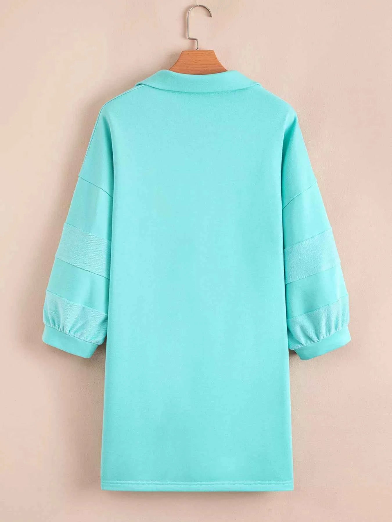 Bow Front Collared Side Pocket Shift Mini Dress b7905543b7e445bb96b8a60a40a711de-Max-Origin