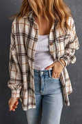Plaid Side Slit Oversized Shacket White b7953cd1-4cea-4ecf-ae3e-d9d6fd40d906
