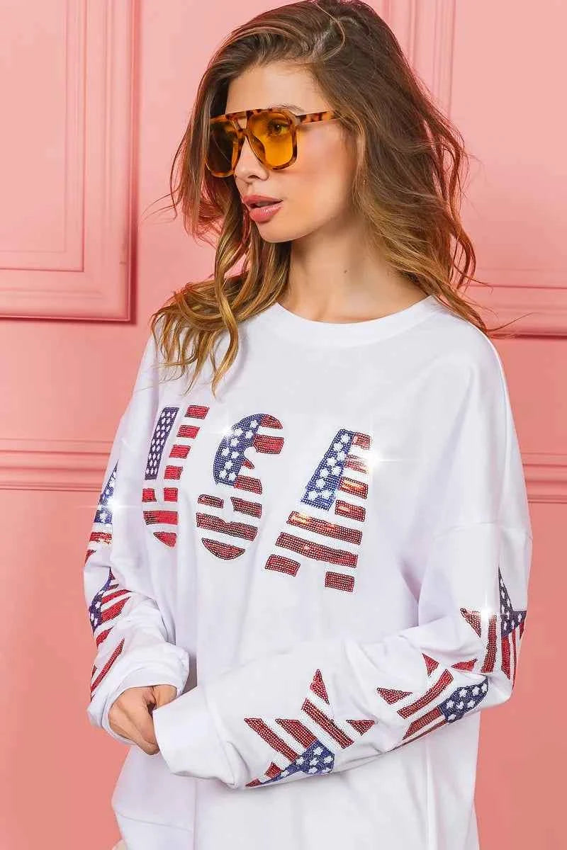 BiBi American Flag USA and Star Sequin Sweatshirt b7a0e7f6f9fc4296a67bf48742f225fa-Max-Origin