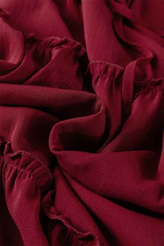 Solid Frilled Tiered Drawstring Waist Maxi Skirt b7a5b024-121d-465d-a142-766870bdb96a