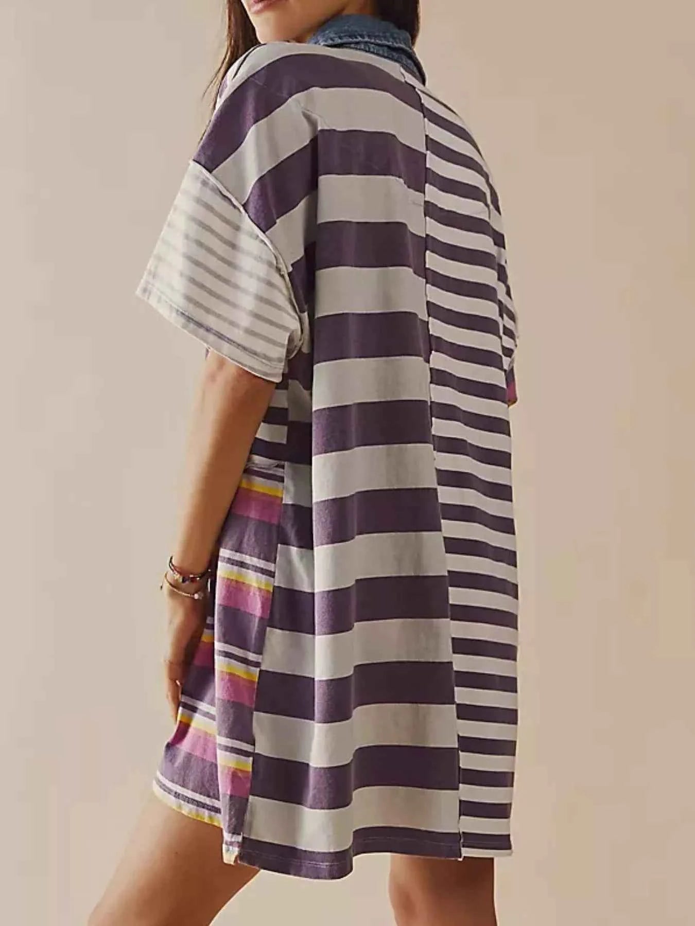 Striped Oversized Half Button Shirt Dress b7b97776-1e3f-4d6d-b75b-f1a919f817ad-Max-Origin