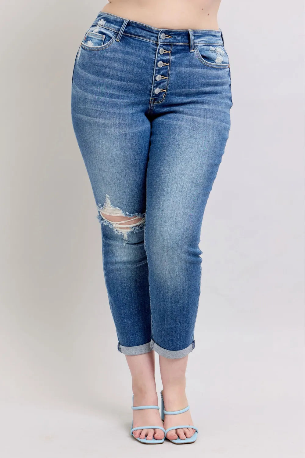 Judy Blue Full Size Button Fly Distressed Jeans with Pockets Plus Size Medium b7bd47b3-baf4-4adf-a6db-fbfdf9d7103d-Max