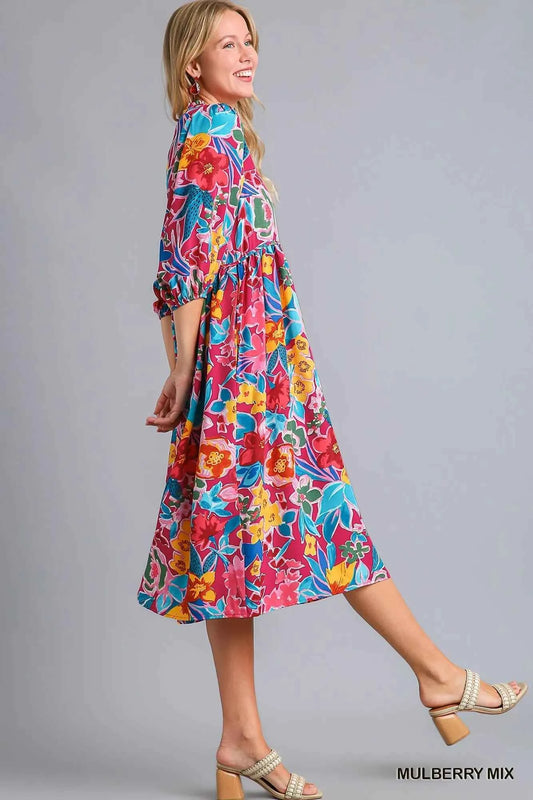 Full Size Floral Print Tie Neck Midi Dress with Pockets Plus Size b7c14eaf-7743-48fb-a72b-5a0b9ea393a3-Max-Origin