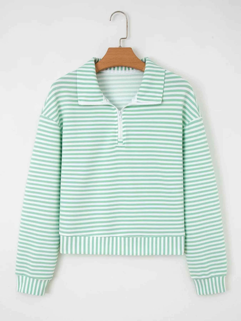 Stripe Quarter Zip Collar Long Sleeve Top b7c6b8e57ee441ec84784250c2b5c57c-Max-Origin