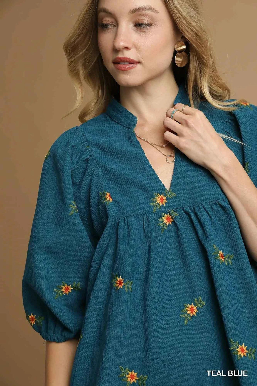 Umgee Corduroy Babydoll Dress with Floral Embroidery b7ceeeb6-de98-4fea-97df-b188643d0e95-Max-Origin