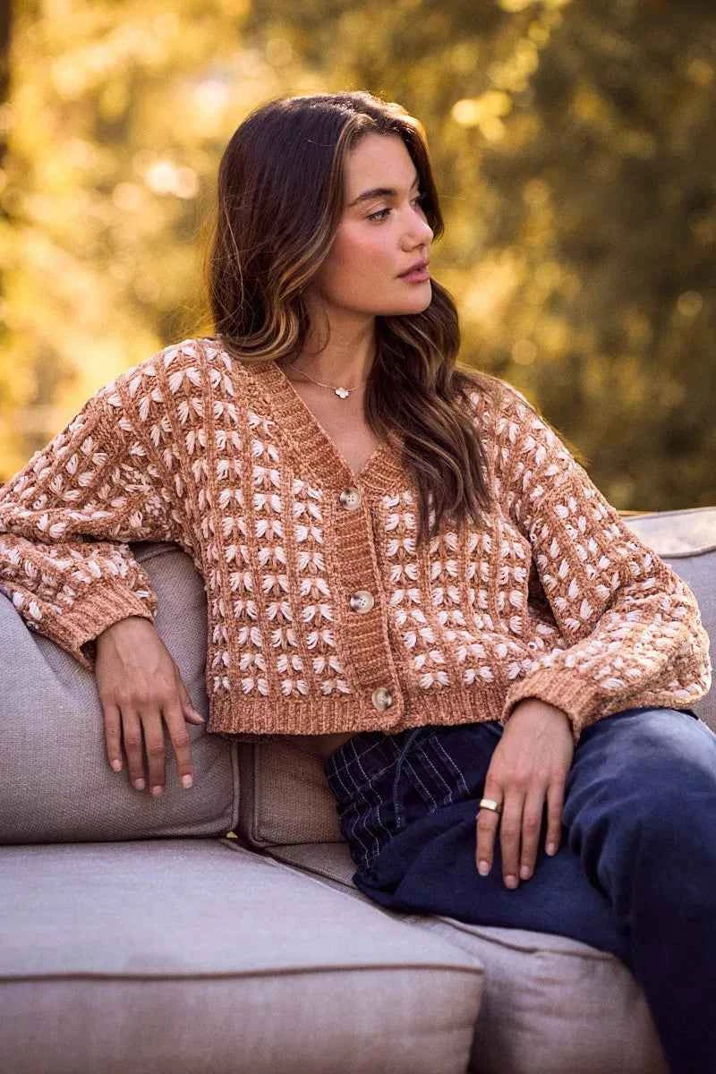 SO ME Soft Chenille Yarn Textur Button Sweater Cardigan b7d65805bb6f4623834124c913c1a17c-Max-Origin
