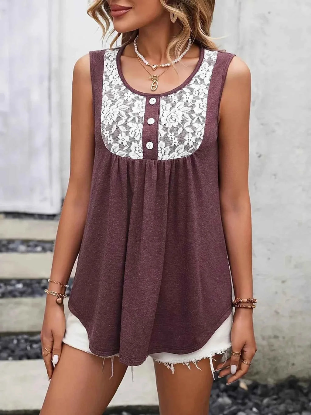 Lace Panel Scoop Neck Tank b7dc8c31180f482292a70e69b6a5407f-Max-Origin