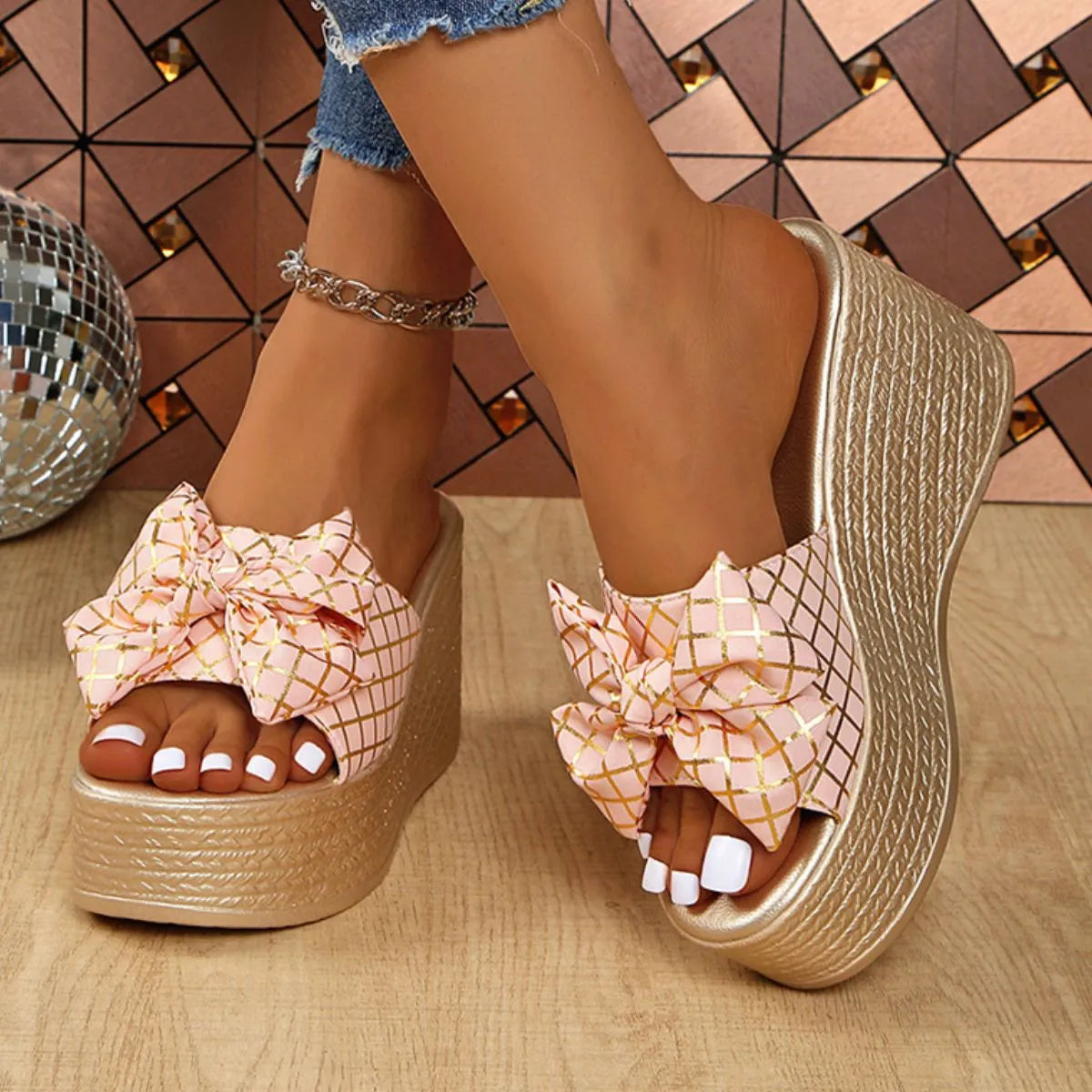 Peep Toe Wedge Sandals Blush Pink b7df7f8e-9515-4409-b39b-31bd3950a318-Max-Origin
