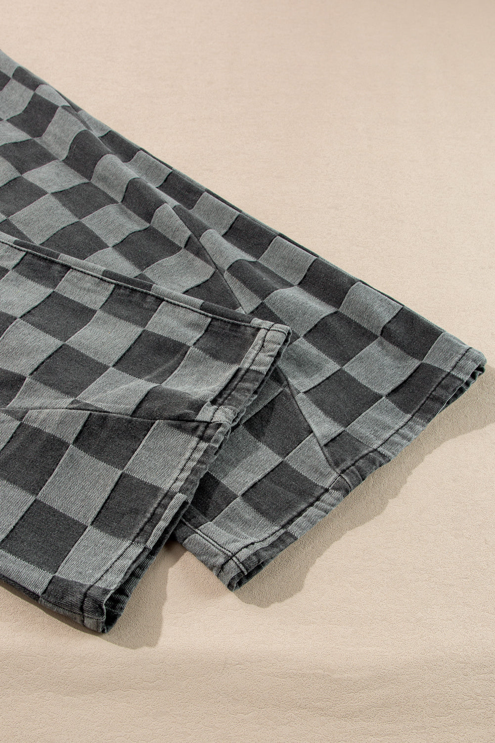Dusk Blue Checkered Light Washed Wide Leg Jeans b7ecc68b77a9cd46