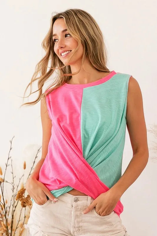 BiBi Slub Terry Color Block Twisted Top b7fd3b24f5924857b477af401af5e944-Max-Origin
