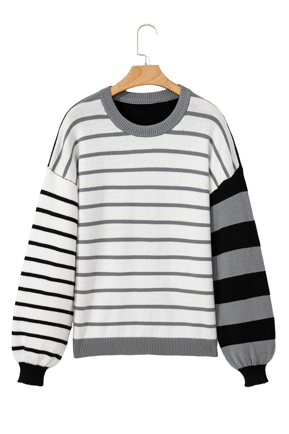 Orange Striped Colorblock Pullover Sweater b8027bd98a5df959