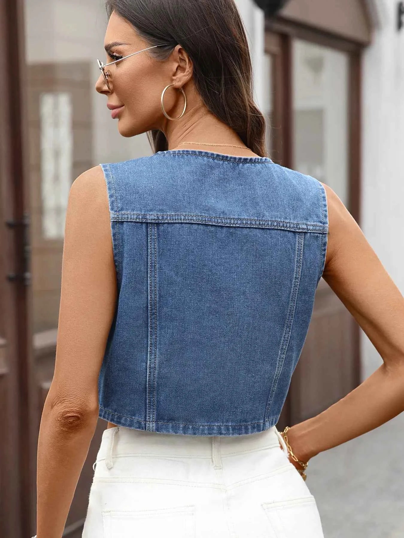 Button Up Sleeveless Denim Vest b80d1a8a6f744ecbaefe5a43ad7680a8-Max-Origin