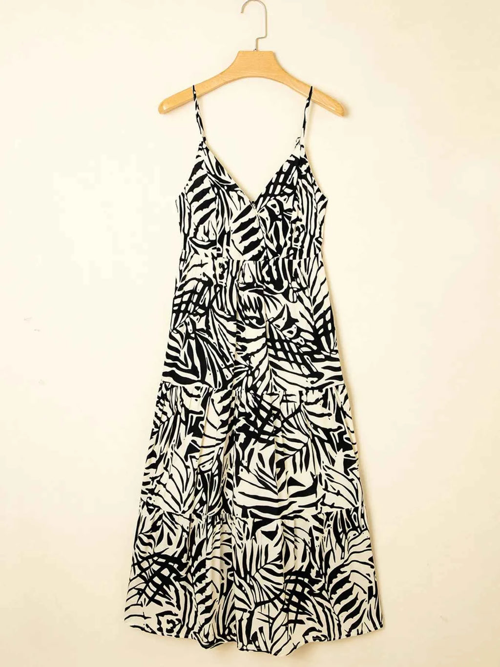 Palm Print Wrapped Spaghetti Straps Tiered Dress b8238f8a42c74dad960fe8281b643816-Max-Origin