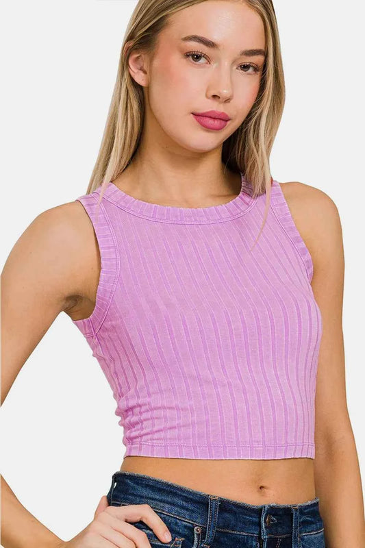 Ribbed Round Neck Cropped Tank b8245c2e-09e0-441e-ab8f-19664cfd3371-Max