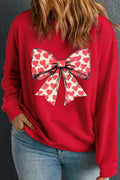 Racing Red Plus Size Valentines Hearts Bowknot Pattern Sweatshirt Racing Red 50%Polyester+50%Cotton b826206ec45ec978