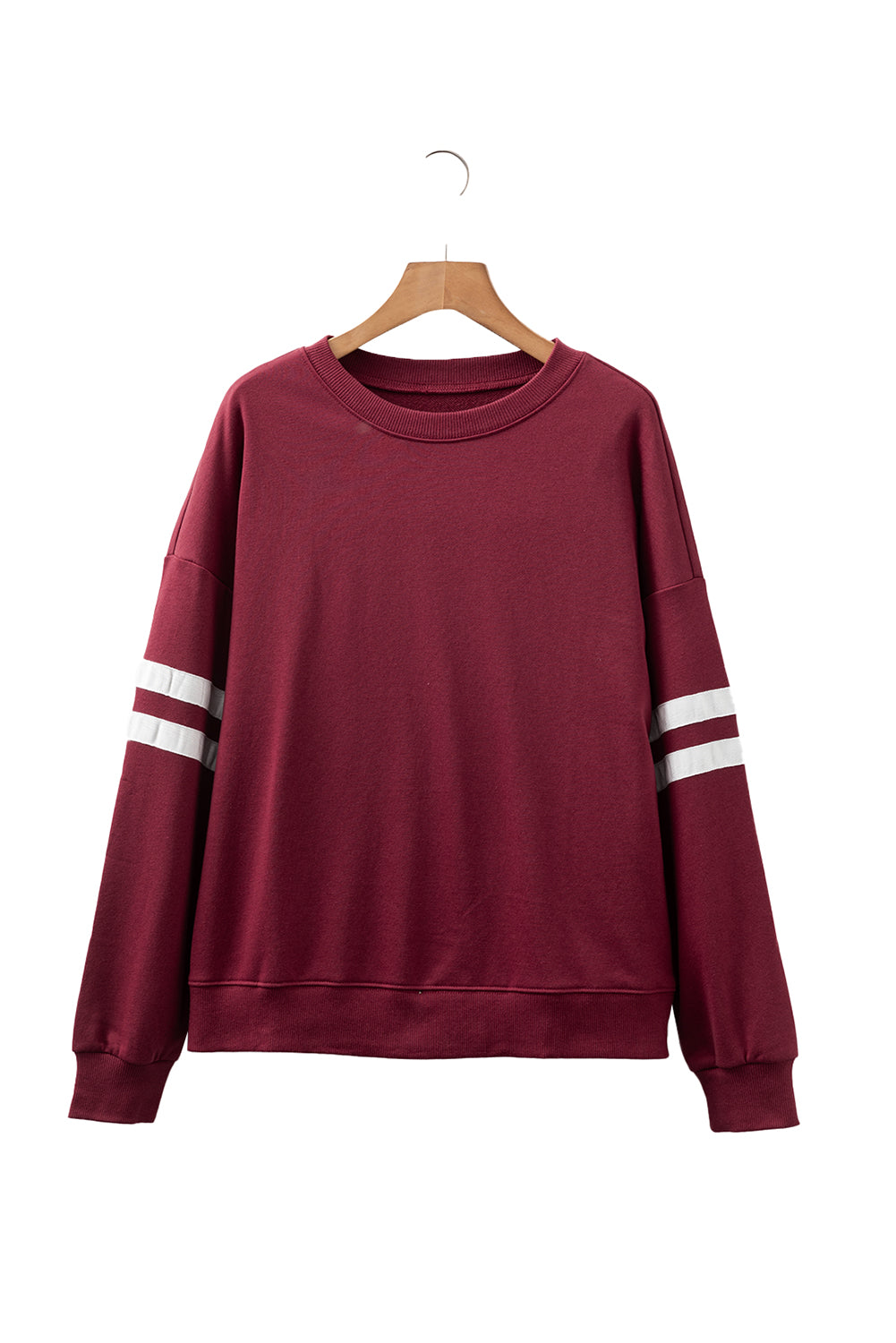 White Preppy Striped Sleeve Loose Sweatshirt b8361153a8747222