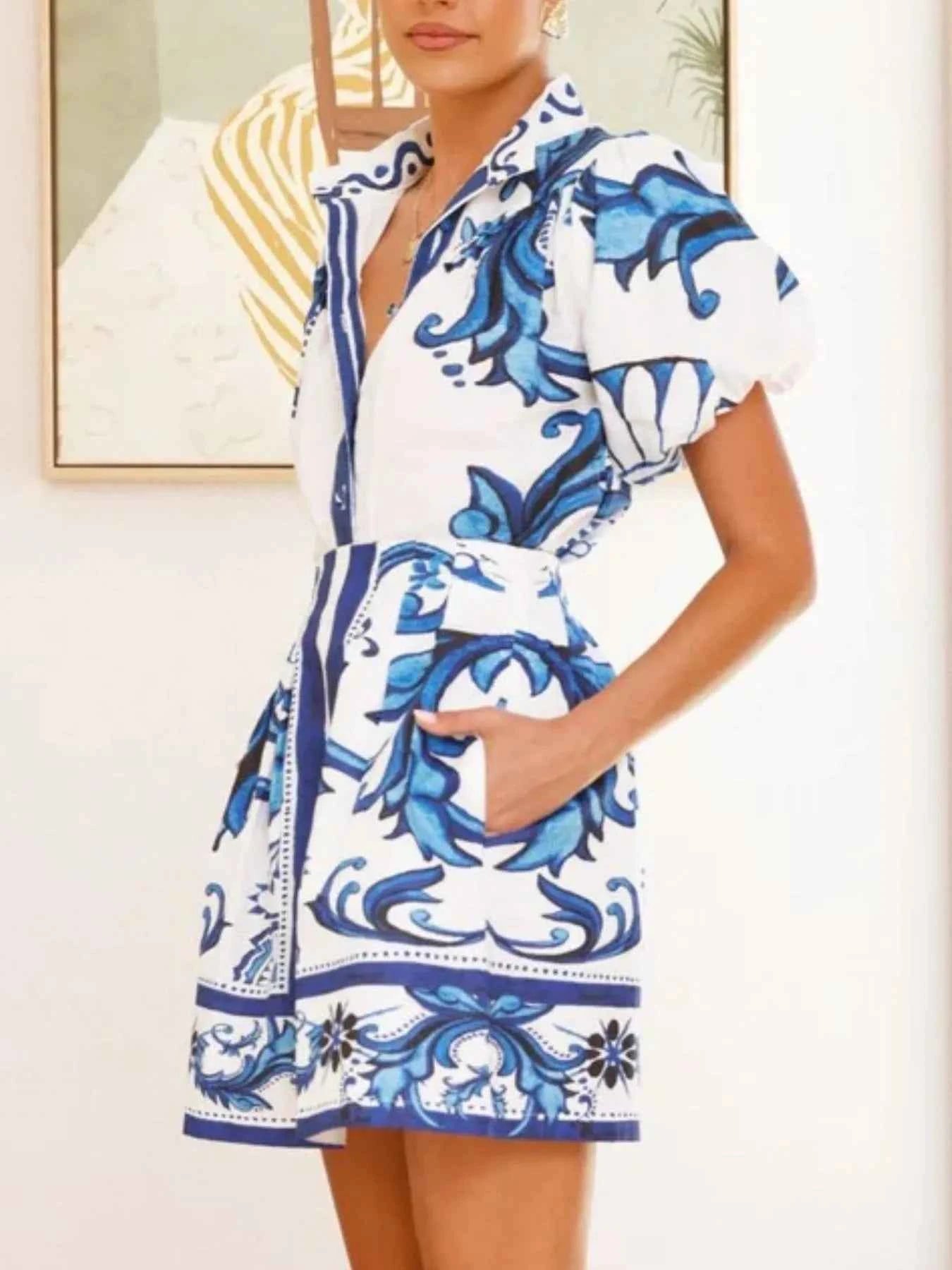 Printed Puff Sleeve Top and Skirt Set b84c5ec6-f5dd-431d-83f7-8b2ab2355093-Max-Origin